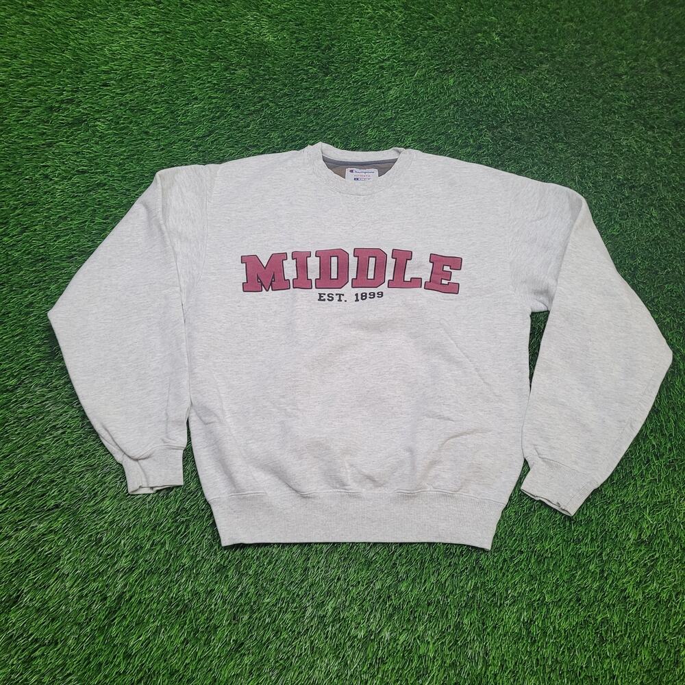 Champion Middlebury College Sweatshirt Mens M Heather Grey Y2K Style